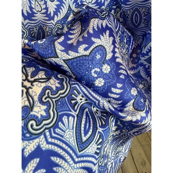 DANA BUCHMAN blue white sleeveless bodycon sheath lined dress size M NWT - Picture 5 of 11